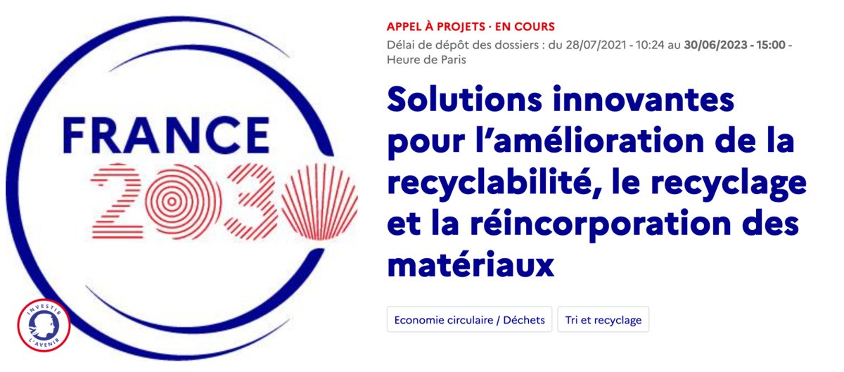 [Webinaire] Sur l'appel à projet Recyclabilité, recyclage et réincorporation des matériaux (innovation) - ADEME